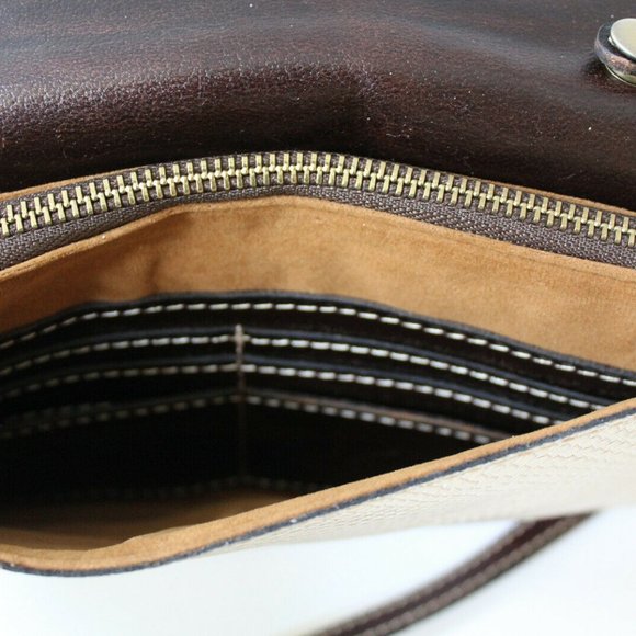 Patricia Nash Gold Metallic Python Apricale Crossbody Wristlet Clutch Bag Purse - Picture 11 of 12